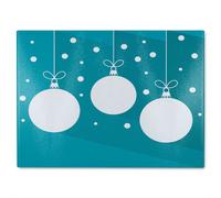 Benjamin Tate Design Green Christmas Baubles Dining Glass Chopping Board in Natural Benjamin Tate Design Natural