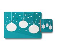 Benjamin Tate Design green christmas baubles placemat coaster set in Natural Benjamin Tate Design Natural