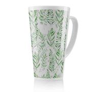 Benjamin Tate Design Green Fern Watercolour Latte Mug, Stunning Designer Mug Fit For Any Home, Treat Yourself Or A Loved One