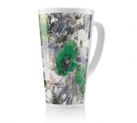 Benjamin Tate Design Green Flowers Latte Mug, Stunning Designer Mug Fit For Any Home, Treat Yourself Or A Loved One
