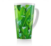 Benjamin Tate Design Green Leaf Background Abstract Of Nature Designer Latte Mug, Stunning Designer Mug Fit For Any Home, Treat Yourself Or A Loved One