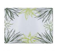 Benjamin Tate Design Green Leaf Border Glass Chopping Board