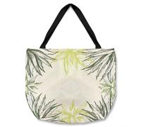 Benjamin Tate Design Green Leaf Border Tote bat in Natural Benjamin Tate Design Natural