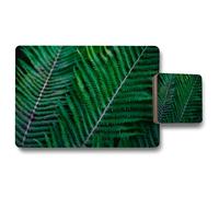 Benjamin Tate Design green leaves, abstract flora texture (Placemat & Coaster Set)