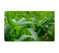 Benjamin Tate Design Green Leaves corn fields as background Designer Bath Towel in White Benjamin Tate Design White