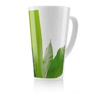 Benjamin Tate Design Green Leaves On White Latte Mug, Stunning Designer Mug Fit For Any Home, Treat Yourself Or A Loved One