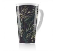 Benjamin Tate Design Green Palm On Black Latte Mug, Stunning Designer Mug Fit For Any Home, Treat Yourself Or A Loved One