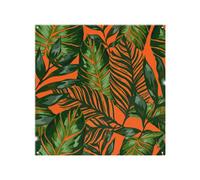 Benjamin Tate Design Green Tropical Leaves On Orange Splash Back Designer Style