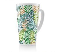 Benjamin Tate Design Green Tropical Palm Leaves Designer Latte Mug, Stunning Designer Mug Fit For Any Home, Treat Yourself Or A Loved One