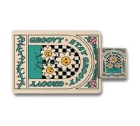 Benjamin Tate Design Groovy Daisy Wood Bottom Placemat Coaster Set Of 12 With High End Print Technology For Limited Edition Table Decor