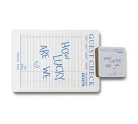 Benjamin Tate Design Guest Check Placemat And Coaster Set From The Guest Check Collection With Wood Base Limited Edition