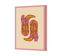 Benjamin Tate Design Handmade Contemporary Floral Cowboy Boots Canvas Wall Art Print