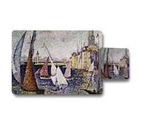 Benjamin Tate Design Harbor Boats Impressionist Art Placemat And Coaster Set