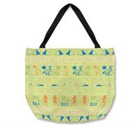 Benjamin Tate Design Hieroglyphic Egyptian Language Symbols Tote bat in Natural Benjamin Tate Design Natural
