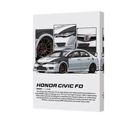 Benjamin Tate Design Honda Civic Fd Canvas Wall Art Print Handmade In The United Kingdom