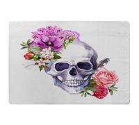Benjamin Tate Design Human Skull With Flowers Special Soft Home Rug
