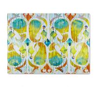 Benjamin Tate Design Ikat Vibrant Glass Chopping Board in Natural Benjamin Tate Design Natural