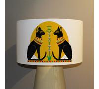 Benjamin Tate Design illustration of black egyptian cats with papyrus ceiling lamp shade in Natural Benjamin Tate Design Natural