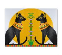 Benjamin Tate Design Illustration Of Black Egyptian Cats With Papyrus Glass Chopping Boarddesigner Style