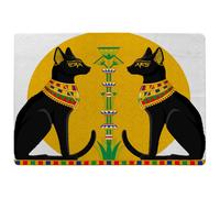 Benjamin Tate Design Illustration Of Black Egyptian Cats With Papyrus Rug in Natural | Size: Large Benjamin Tate Design Natural Large