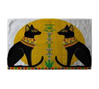 Benjamin Tate Design Illustration Of Black Egyptian Cats With Papyrus Stylish KitchenTowel in Orange Benjamin Tate Design Orange