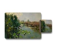 Benjamin Tate Design Impressionist Pond Landscape Placemat And Coaster Set