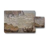 Benjamin Tate Design Impressionist Seascape Placemats And Coaster Set With Boats And Waves