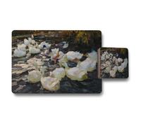 Benjamin Tate Design Impressionist Swans On Water Placemat And Coaster Set