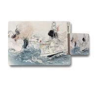 Benjamin Tate Design Japanese Naval Battle Ukiyoe Placemats And Coasters Set