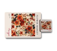 Benjamin Tate Design Jonathan Adler Flower Market Tango Placemat And Coaster Set 12 Piece Luxury Botanical Print