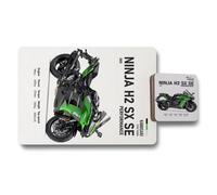 Benjamin Tate Design Kawasaki Ninja H2 Sx Se Placemat And Coaster Set With Wood Bottom Exclusive Designer Artwork