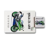 Benjamin Tate Design Kawasaki Ninja Zx 4Rr Placemat Coaster Set With Wood Bottom Artwork Collection Limited Edition