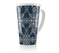 Benjamin Tate Design Knitted Pattern Of White Snowflakes Dining Latte Mug, Stunning Designer Mug Fit For Any Home, Treat Yourself Or A Loved One