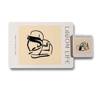 Benjamin Tate Design Lagom Life Placemat And Coaster Set From Modern Art Collection With Wood Bottom Limited Edition