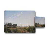 Benjamin Tate Design Landscape Placemats And Coasters Set Featuring Rural Countryside Painting