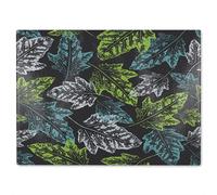 Benjamin Tate Design Leaf Print On Dark Glass Chopping Board in Natural Benjamin Tate Design Natural