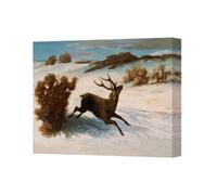 Benjamin Tate Design Leaping Deer In Snowy Landscape Canvas Wall Art Painting