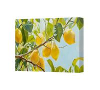 Benjamin Tate Design Lemon Tree Canvas Wall Art Citrus Branch Painting Bright Yellow Lemons