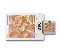 Benjamin Tate Design Leo Abstract Art Placemat And Coaster Set With Wood Back Premium Designer Artwork Limited Edition