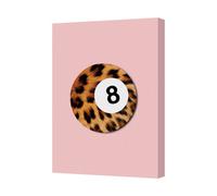 Benjamin Tate Design Leopard Print 8 Ball Canvas Wall Art On Pink Background