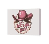 Benjamin Tate Design Lets Go Girls Canvas Art Print Cowboy Hat Wall Decor Uk Handmade