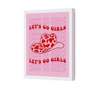 Benjamin Tate Design Let's Go Girls Canvas Wall Art Print With Deep Wooden Frame Handmade In Uk