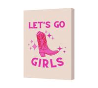 Benjamin Tate Design Let's Go Girls Pink Cowboy Boot Canvas Wall Art Print