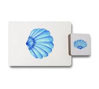 Benjamin Tate Design Limited Blue Shell Wood Backed Placemat Coaster Set