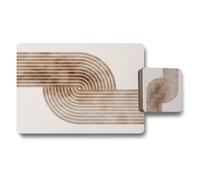 Benjamin Tate Design Limited Edition Copper Arc Placemats And Coasters Set From Metallic Lines Collection With Wood Backing