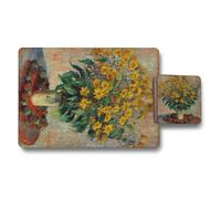Benjamin Tate Design Limited Edition Designer Artwork Placemat And Coaster Set 12 Piece With Wood Bottom Premium Print