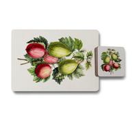 Benjamin Tate Design Limited Edition Designer Botanical Placemat And Coaster Set With Wood Bottom Artwork