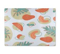 Benjamin Tate Design line art & botanical elements Designer Glass Chopping Board in Natural Benjamin Tate Design Natural