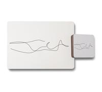 Benjamin Tate Design line art drawing of woman placemat coaster set in Natural Benjamin Tate Design Natural