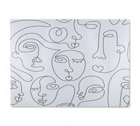 Benjamin Tate Design Line Drawing Of Faces Designer Glass Chopping Board
